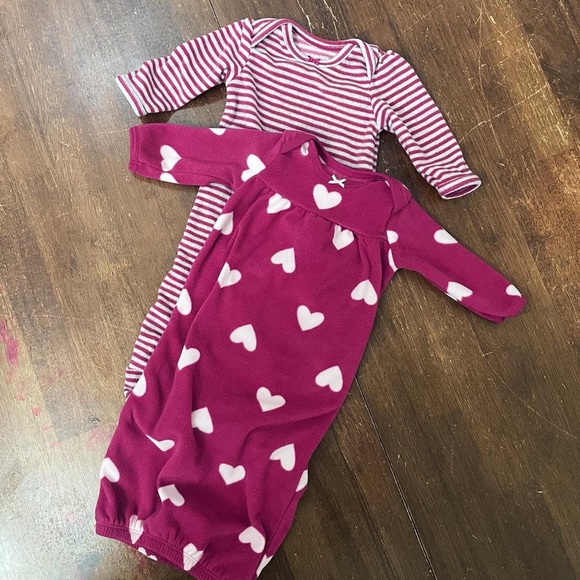 Carter's Other - Carter’s Bundle of 2 Baby Girl Fleece Sleep Gown - Sz NEWBORN